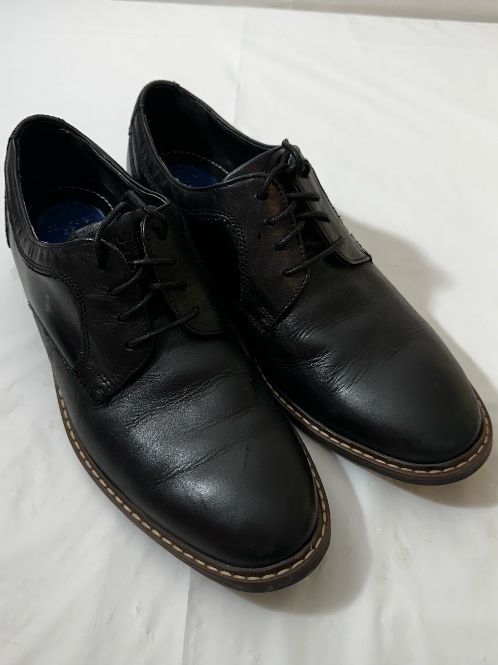 Nunn Bush Black Leather Derby Shoes with Contrasting‎ Brown Welt